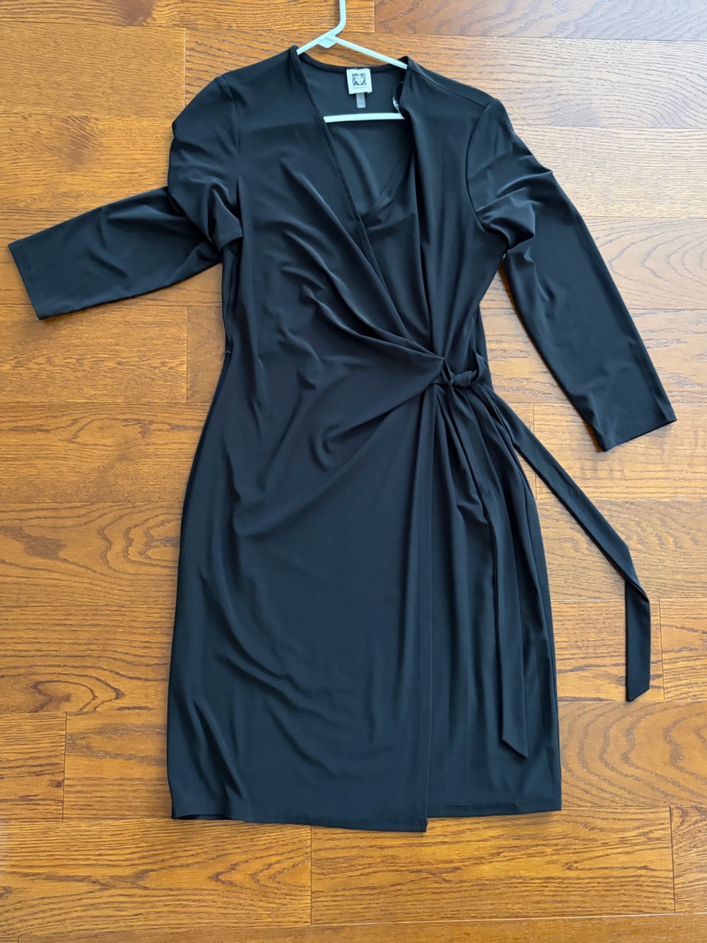 Anne Klein Black Wrap Dress with Tie Waist
